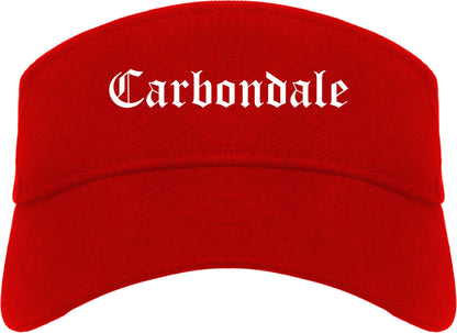 Carbondale Illinois IL Old English Mens Visor Cap Hat Red