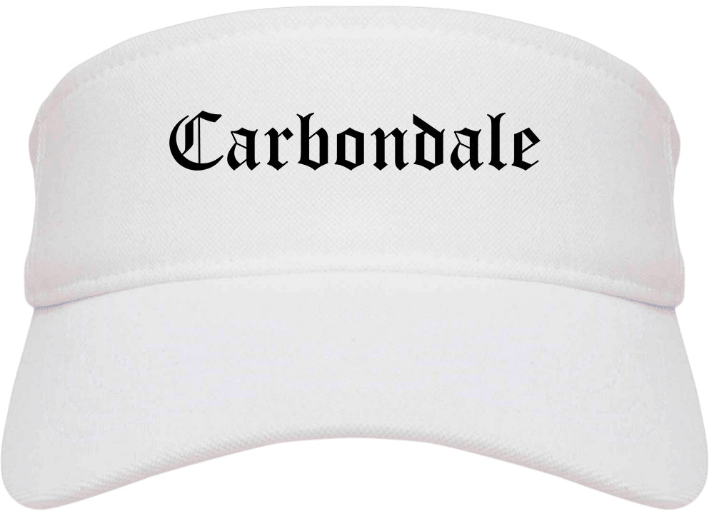 Carbondale Illinois IL Old English Mens Visor Cap Hat White