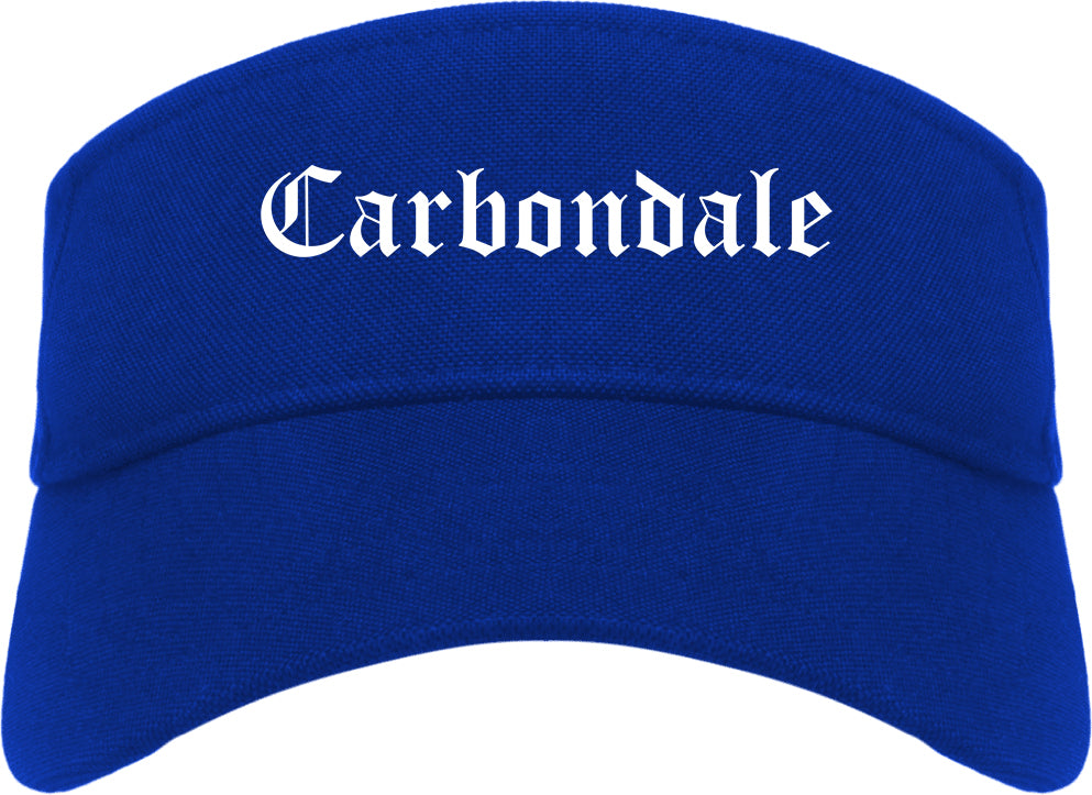 Carbondale Pennsylvania PA Old English Mens Visor Cap Hat Royal Blue