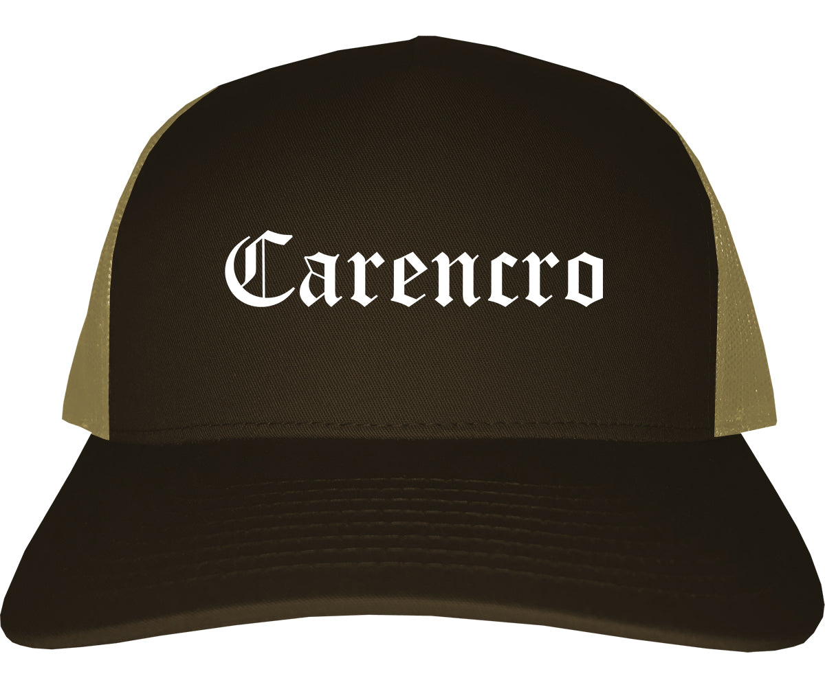 Carencro Louisiana LA Old English Mens Trucker Hat Cap Brown