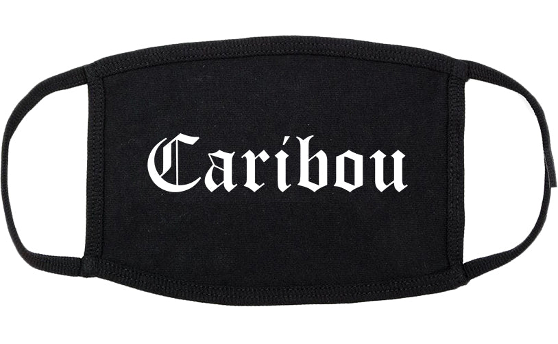 Caribou Maine ME Old English Cotton Face Mask Black