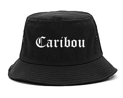 Caribou Maine ME Old English Mens Bucket Hat Black