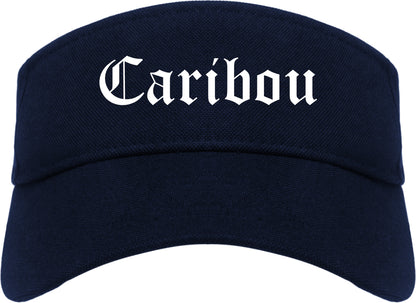 Caribou Maine ME Old English Mens Visor Cap Hat Navy Blue
