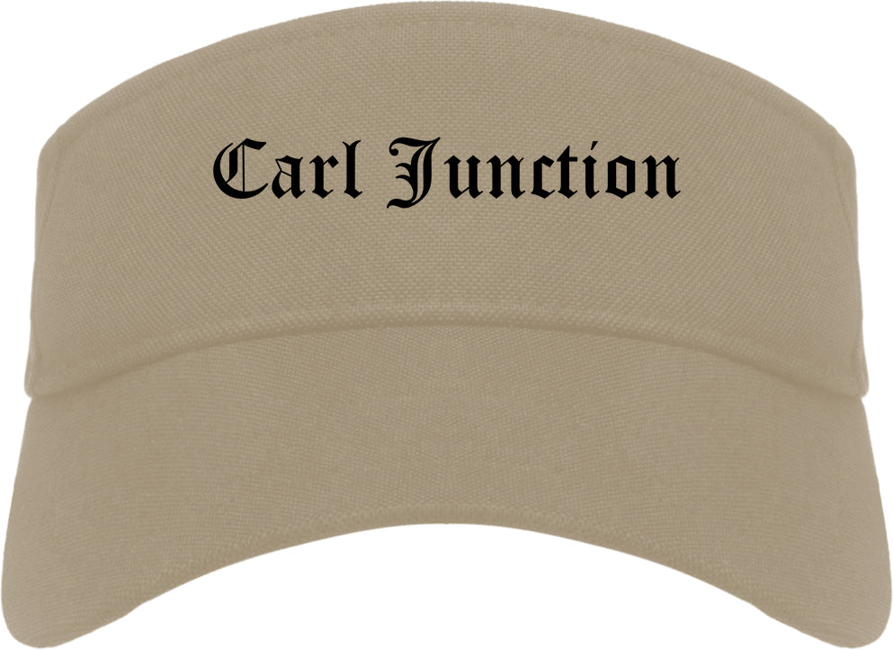 Carl Junction Missouri MO Old English Mens Visor Cap Hat Khaki