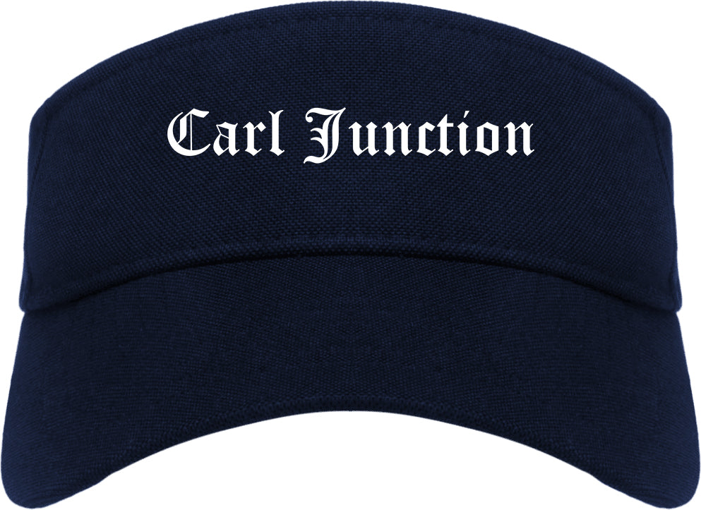 Carl Junction Missouri MO Old English Mens Visor Cap Hat Navy Blue