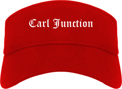 Carl Junction Missouri MO Old English Mens Visor Cap Hat Red
