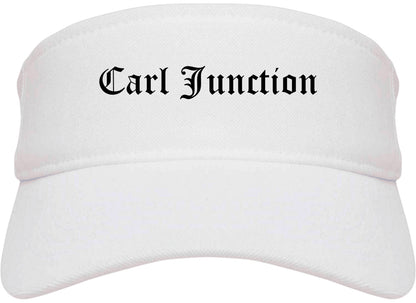 Carl Junction Missouri MO Old English Mens Visor Cap Hat White