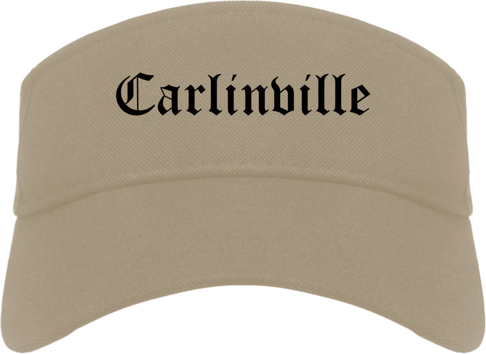 Carlinville Illinois IL Old English Mens Visor Cap Hat Khaki