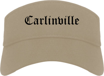 Carlinville Illinois IL Old English Mens Visor Cap Hat Khaki
