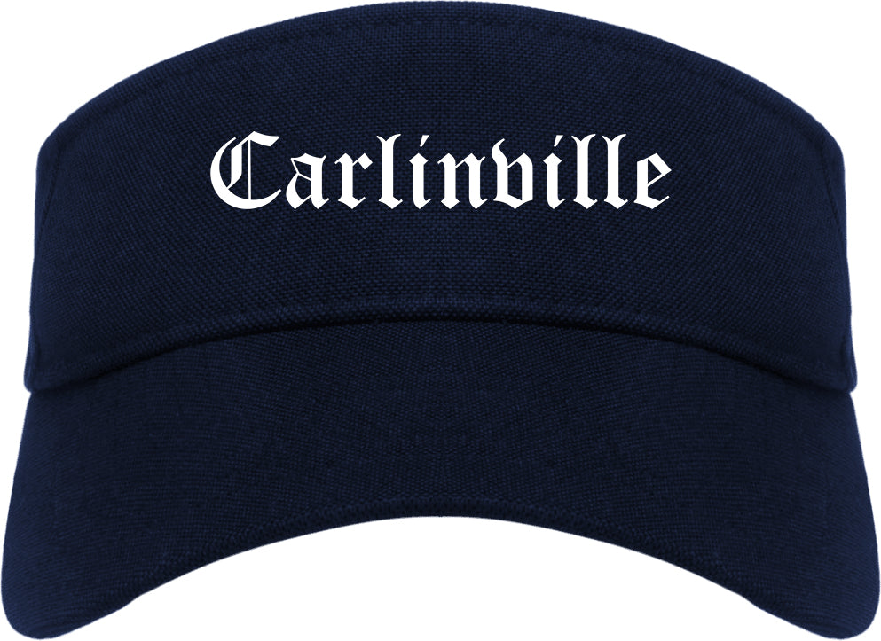 Carlinville Illinois IL Old English Mens Visor Cap Hat Navy Blue