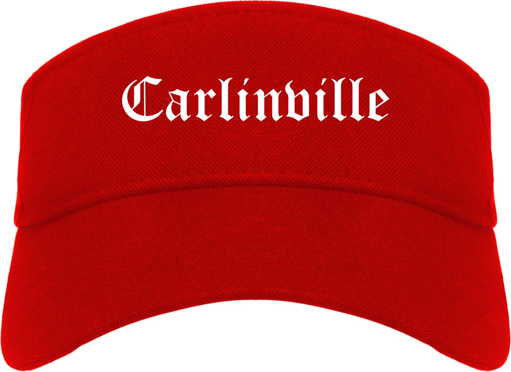 Carlinville Illinois IL Old English Mens Visor Cap Hat Red