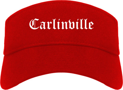 Carlinville Illinois IL Old English Mens Visor Cap Hat Red