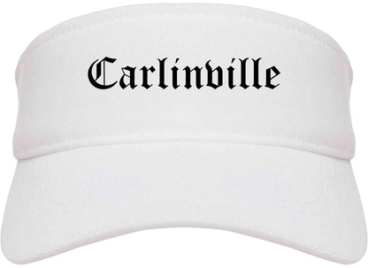 Carlinville Illinois IL Old English Mens Visor Cap Hat White