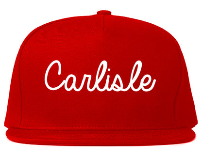 Carlisle Ohio OH Script Mens Snapback Hat Red