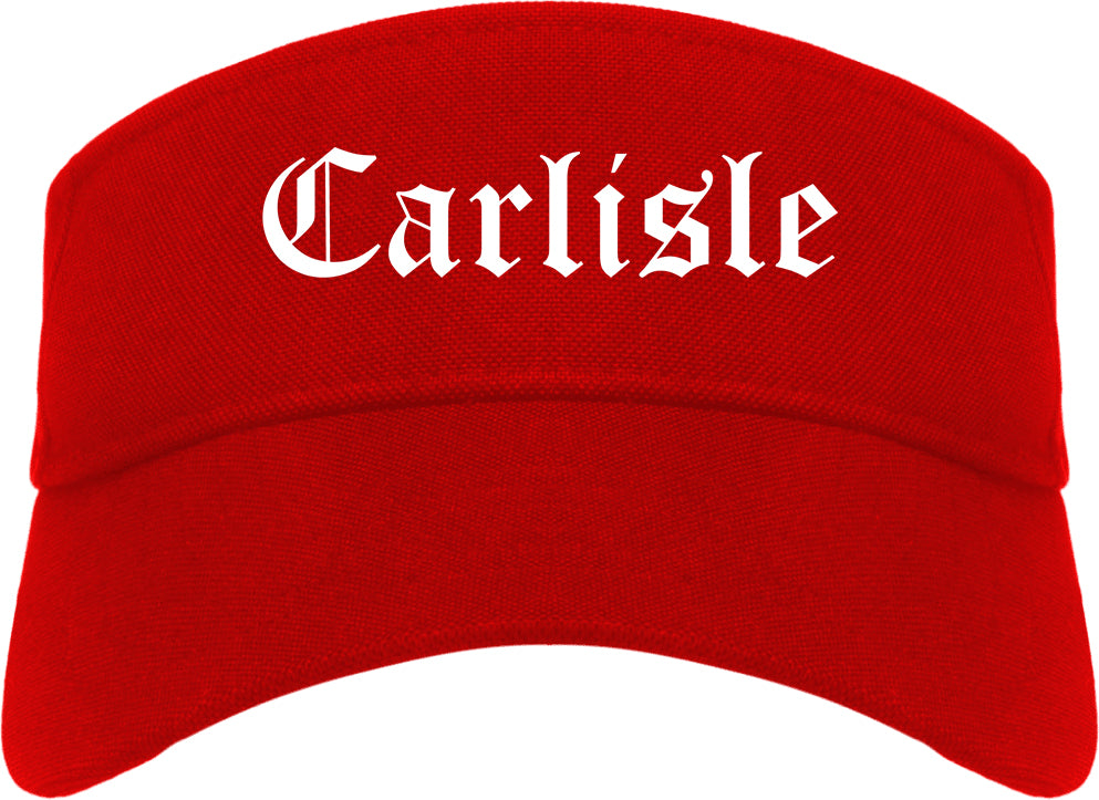 Carlisle Ohio OH Old English Mens Visor Cap Hat Red