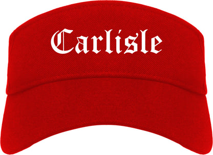 Carlisle Ohio OH Old English Mens Visor Cap Hat Red