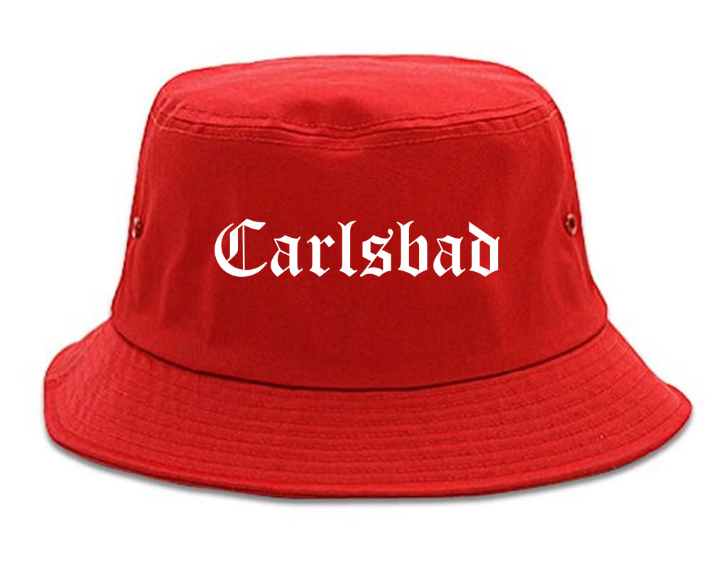 Carlsbad California CA Old English Mens Bucket Hat Red