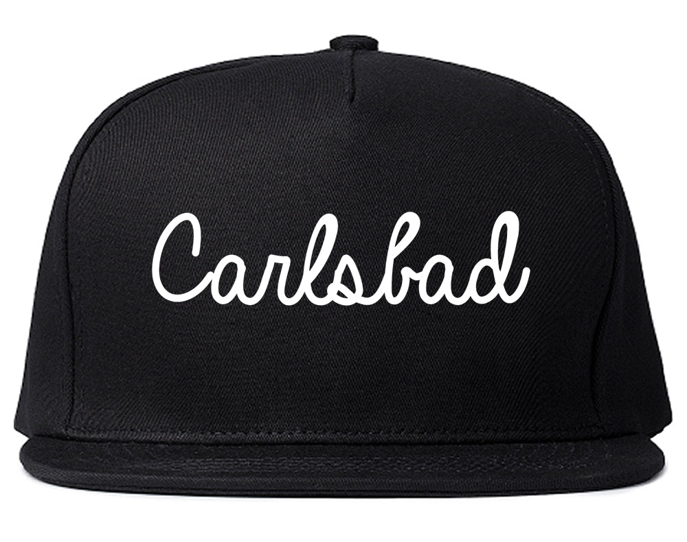 Carlsbad California CA Script Mens Snapback Hat Black