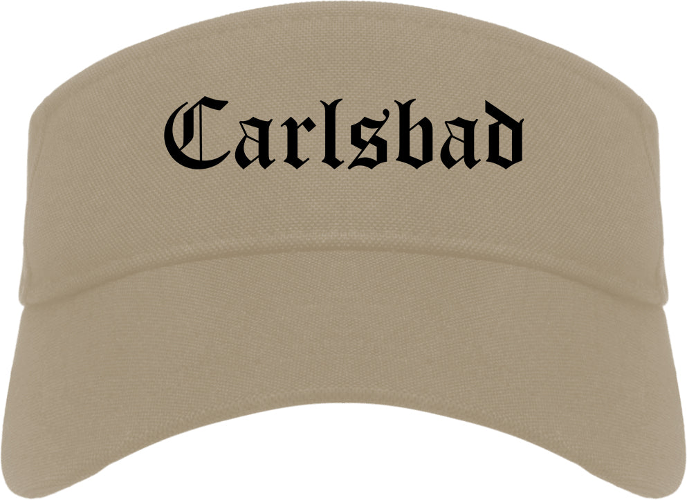Carlsbad California CA Old English Mens Visor Cap Hat Khaki