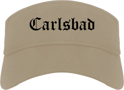 Carlsbad California CA Old English Mens Visor Cap Hat Khaki
