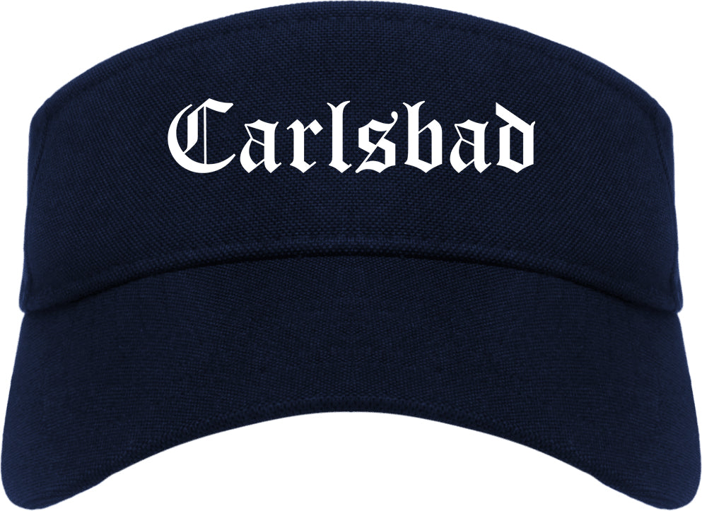 Carlsbad California CA Old English Mens Visor Cap Hat Navy Blue