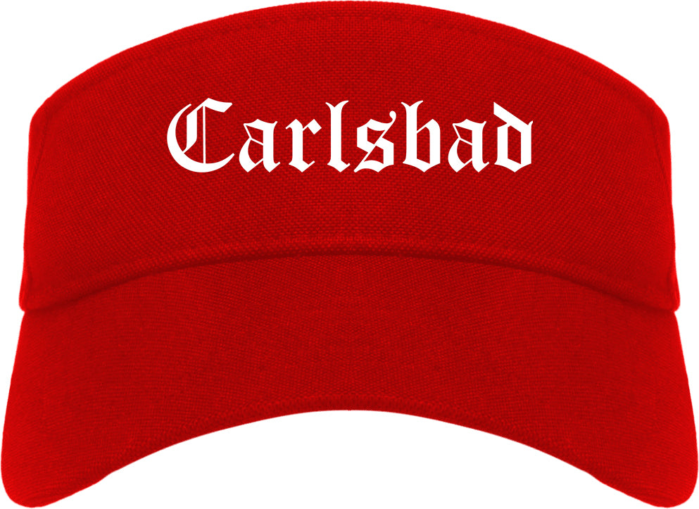 Carlsbad California CA Old English Mens Visor Cap Hat Red