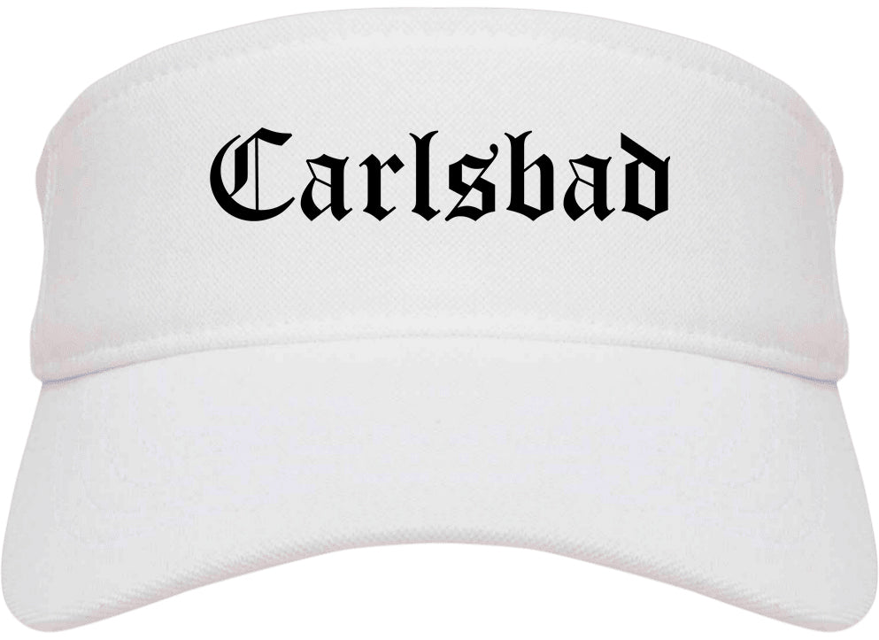 Carlsbad California CA Old English Mens Visor Cap Hat White