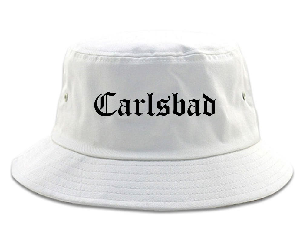 Carlsbad California CA Old English Mens Bucket Hat White