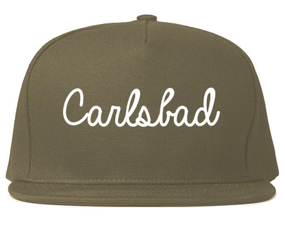 Carlsbad New Mexico NM Script Mens Snapback Hat Grey