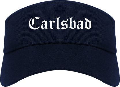 Carlsbad New Mexico NM Old English Mens Visor Cap Hat Navy Blue