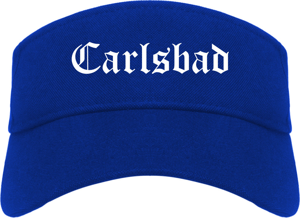 Carlsbad New Mexico NM Old English Mens Visor Cap Hat Royal Blue