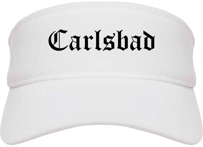 Carlsbad New Mexico NM Old English Mens Visor Cap Hat White