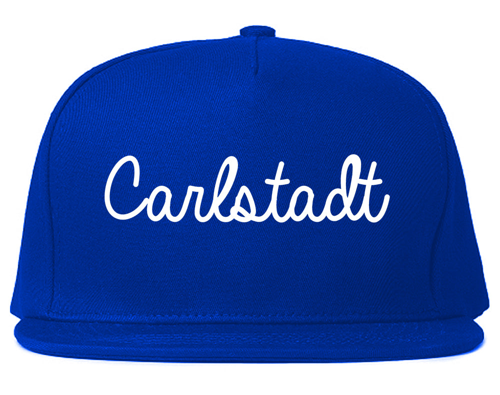 Carlstadt New Jersey NJ Script Mens Snapback Hat Royal Blue