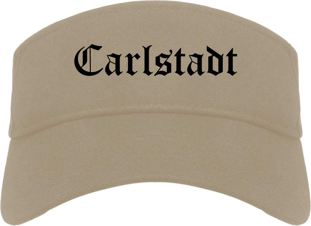 Carlstadt New Jersey NJ Old English Mens Visor Cap Hat Khaki