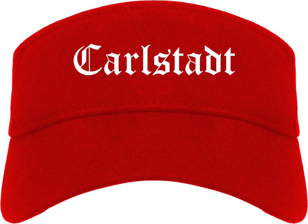 Carlstadt New Jersey NJ Old English Mens Visor Cap Hat Red