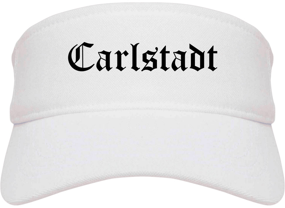 Carlstadt New Jersey NJ Old English Mens Visor Cap Hat White