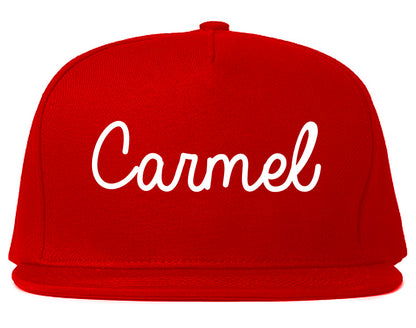 Carmel Indiana IN Script Mens Snapback Hat Red