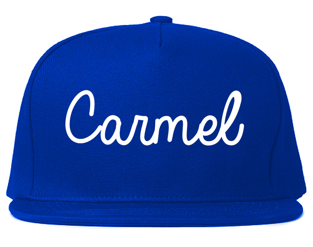 Carmel Indiana IN Script Mens Snapback Hat Royal Blue