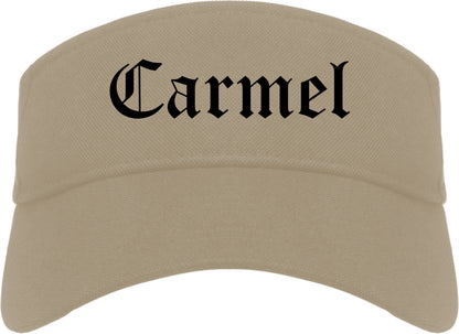 Carmel Indiana IN Old English Mens Visor Cap Hat Khaki