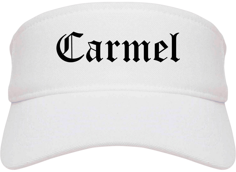 Carmel Indiana IN Old English Mens Visor Cap Hat White