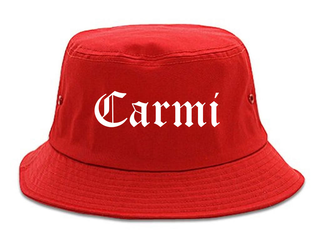Carmi Illinois IL Old English Mens Bucket Hat Red