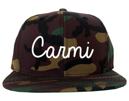 Carmi Illinois IL Script Mens Snapback Hat Army Camo