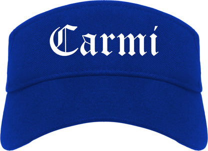 Carmi Illinois IL Old English Mens Visor Cap Hat Royal Blue