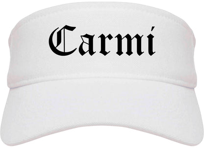 Carmi Illinois IL Old English Mens Visor Cap Hat White
