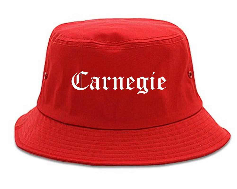 Carnegie Pennsylvania PA Old English Mens Bucket Hat Red
