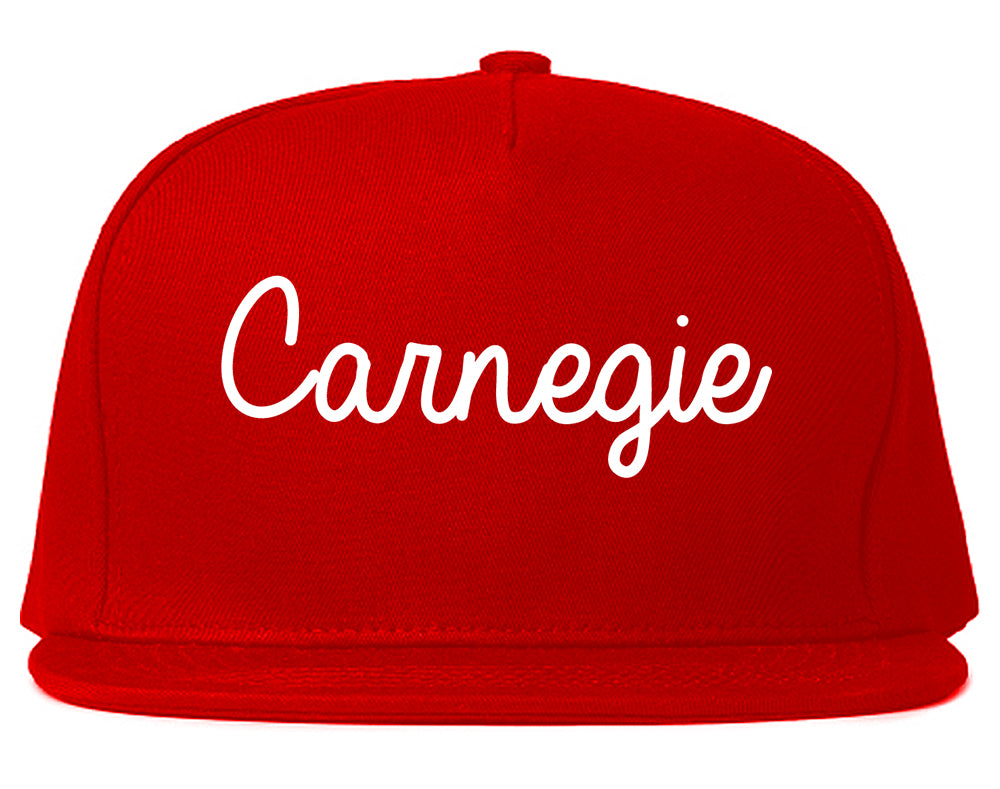 Carnegie Pennsylvania PA Script Mens Snapback Hat Red