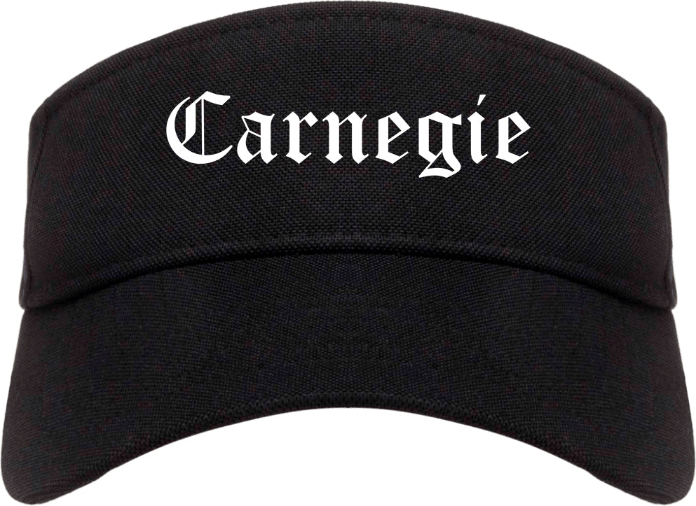 Carnegie Pennsylvania PA Old English Mens Visor Cap Hat Black