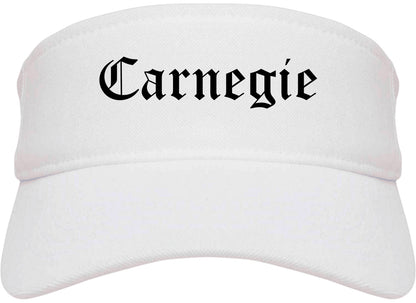 Carnegie Pennsylvania PA Old English Mens Visor Cap Hat White
