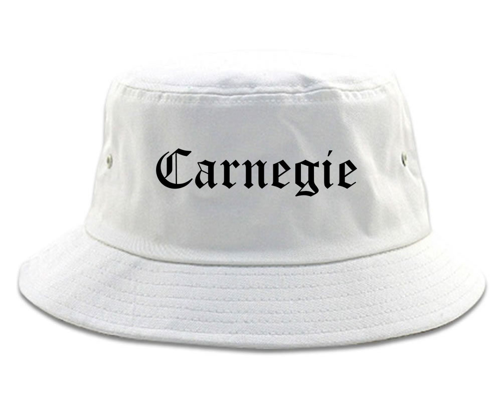 Carnegie Pennsylvania PA Old English Mens Bucket Hat White
