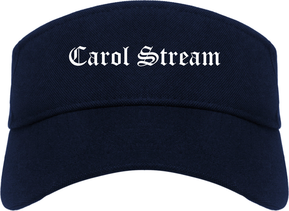 Carol Stream Illinois IL Old English Mens Visor Cap Hat Navy Blue